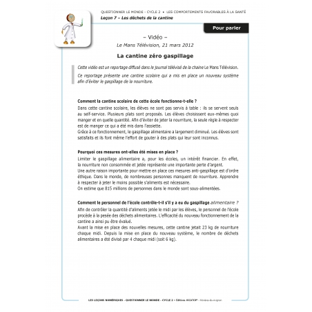 LES LEÇONS NUMÉRIQUES QUESTIONNER LE MONDE – Les comportements favorables à la santé LES LEÇONS NUMÉRIQUES QUESTIONNER LE MONDE – Les comportements favorables à la santé