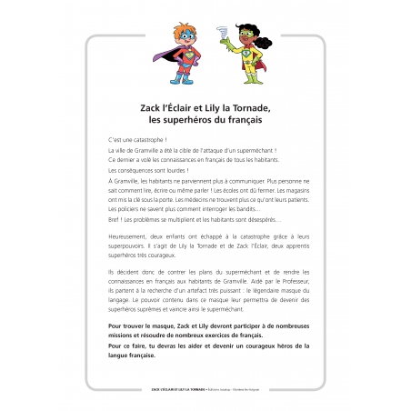 Zack l'Éclair et Lily la Tornade, les superhéros du français • Rallye français CE1 Zack l'Éclair et Lily la Tornade, les superhéros du français • Rallye français CE1