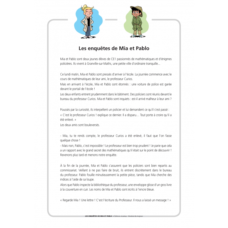 Les enquêtes de Mia et Pablo • Rallye mathématiques CE1 Les enquêtes de Mia et Pablo • Rallye mathématiques CE1