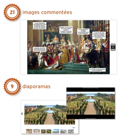 • 21 images commentées : une lecture guidée reprenant les points clés de chaque ressource• 9 diaporamas thématiques • 21 images commentées : une lecture guidée reprenant les points clés de chaque ressource• 9 diaporamas thématiques