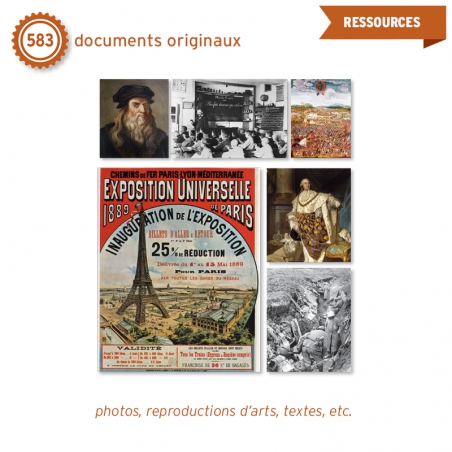 Les leçons sont enrichies par 583 documents originaux (dont des photos, reproductions d’œuvres d'arts, textes, etc.). Les leçons sont enrichies par 583 documents originaux (dont des photos, reproductions d’œuvres d'arts, textes, etc.).