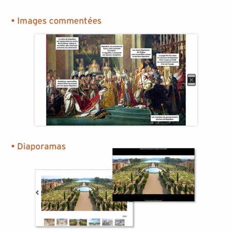 • Des images commentées : une lecture guidée reprenant les points clés de chaque ressource• Des diaporamas thématiques • Des images commentées : une lecture guidée reprenant les points clés de chaque ressource• Des diaporamas thématiques
