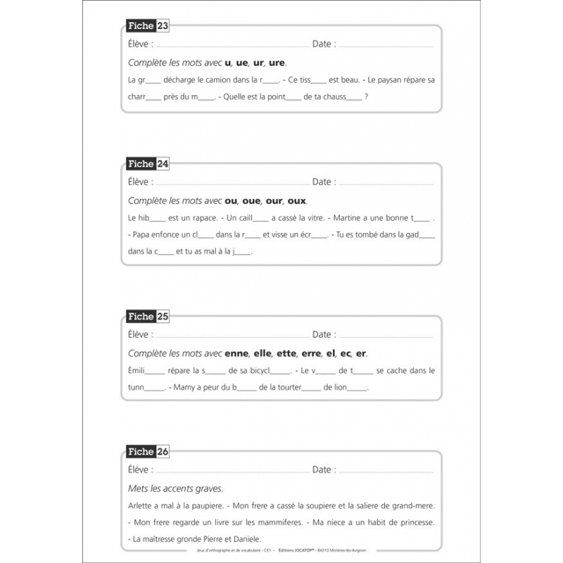 Exemple de fiche Exemple de fiche
