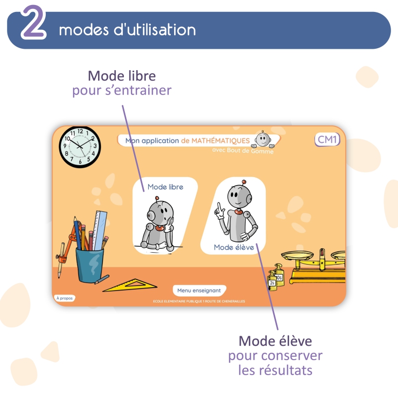 Mon application de mathématiques CM1 avec Bout de Gomme